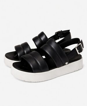 UGG Zayne Slingback Platform Sandal Black Leather